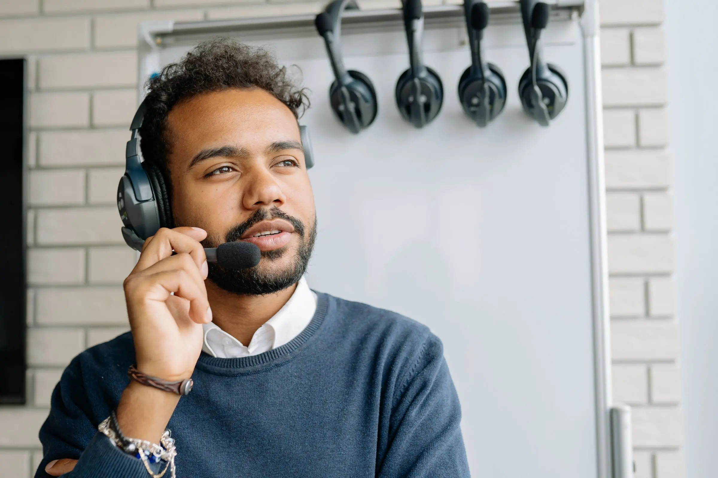 A dispatcher on a call with a headset